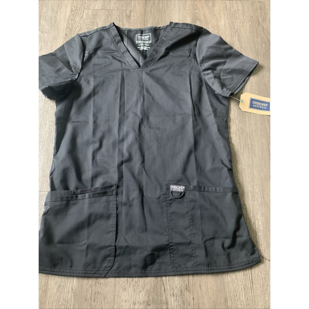 Cherokee Workwear Revolution Scrub Top Black Medical WW620 Unisex Size S